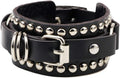 Punk Belt Rivet Leather Bracelet Personality Trendy Buckle Bracelet for Women and Men-Black