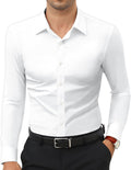 Stretch Men Dress Shirts Long Sleeve Slim Fit Dress Shirts for Men Muscle Fit Wrinkle Free Button Down Shirt