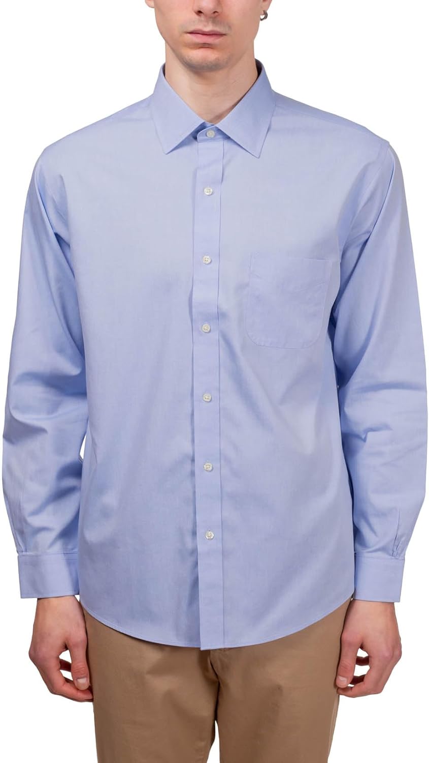 Men Non-Iron  Button Down Pinpoint Regular Dress Shirt