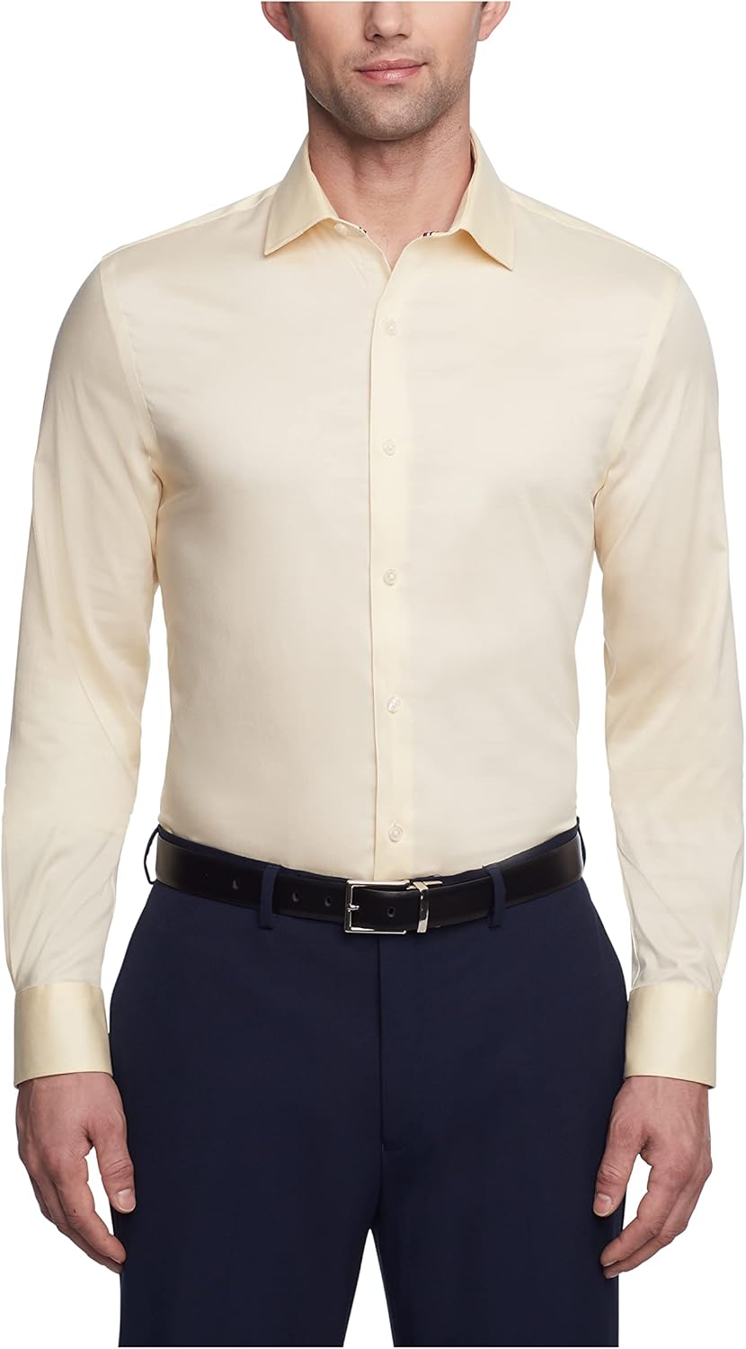 Men Dress Shirt Slim Fit Stretch Twill