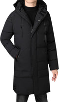 Mens Winter Long Coats Hooded Puffer Jacket Windproof Thicken Warm Down Jackets Padded Parka Outerwear Windbreaker