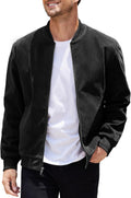 Men Casual Varsity Jacket Vintage Lightweight Suede Bomber Jackets