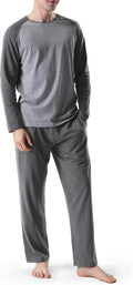 Mens Pajamas Set - Soft Pj Sets for Men Long Sleeve Pajamas Men Cotton Mens Pjs Sets Loungewear with Pockets