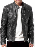 Men Black Genuine Lambskin Leather Biker Jacket VINTAGE REAL BROWN MOTORCYCLE JACKETS FOR MEN
