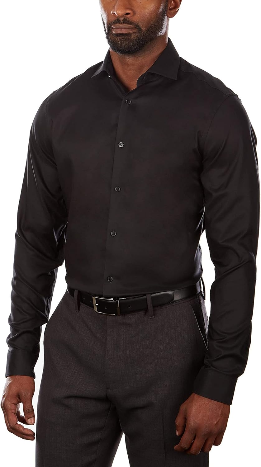 Men Slim Fit Non Iron Stretch Solid Dress Shirt