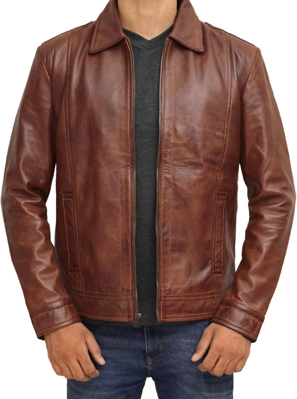 Brown Leather Jacket Men - Black Real Lambskin Mens Leather Jacket