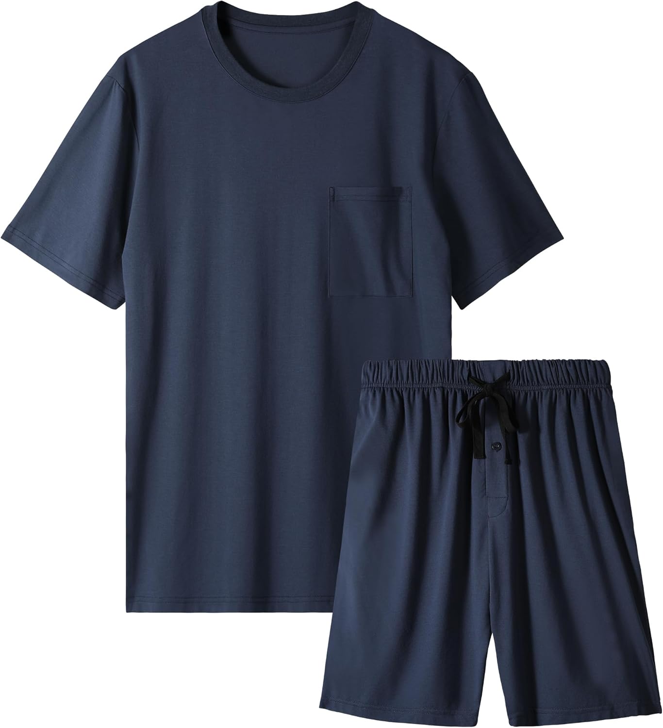Mens Pajama Set Summer Pjs Sleepwear Short Sleeve Shirts Soft Lightweight Sleep Sets with Pockets S-2XL