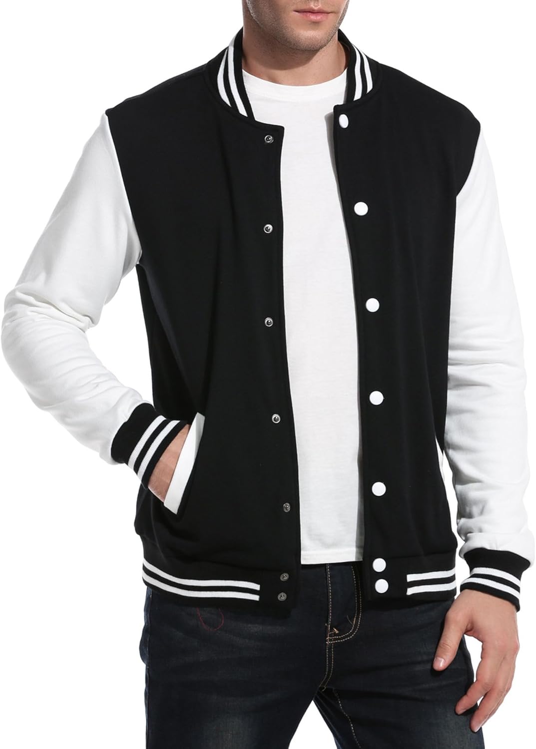 Men Fashion Varsity Jacket Causal Slim Fit Cotton Letterman Baseball Bomber Jackets