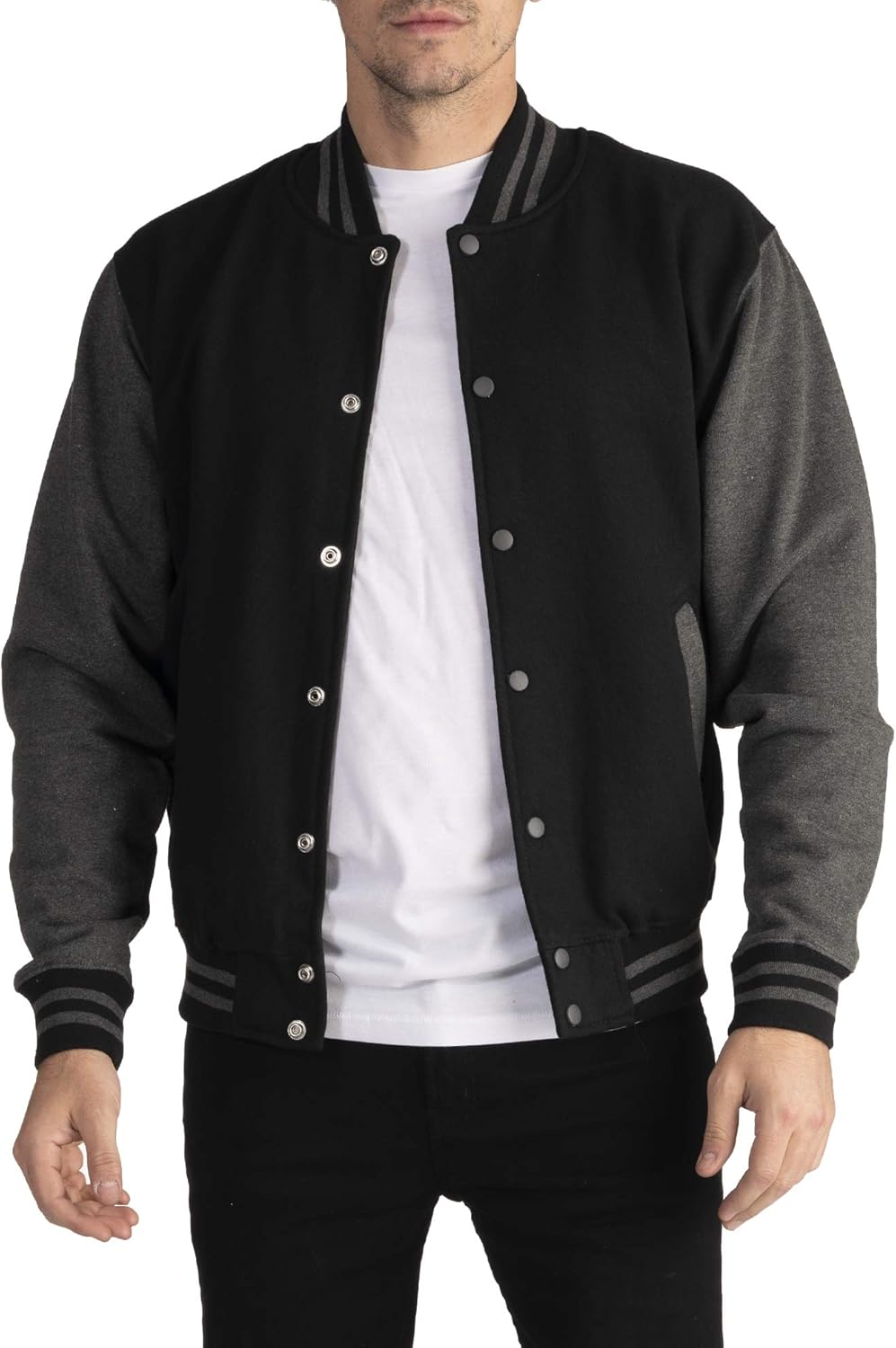Men Varsity Fleece Baseball Jacket