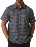 Men Short Sleeve Printed Business Shirt Button Down Dress Casual Polka Dot Print Shirt