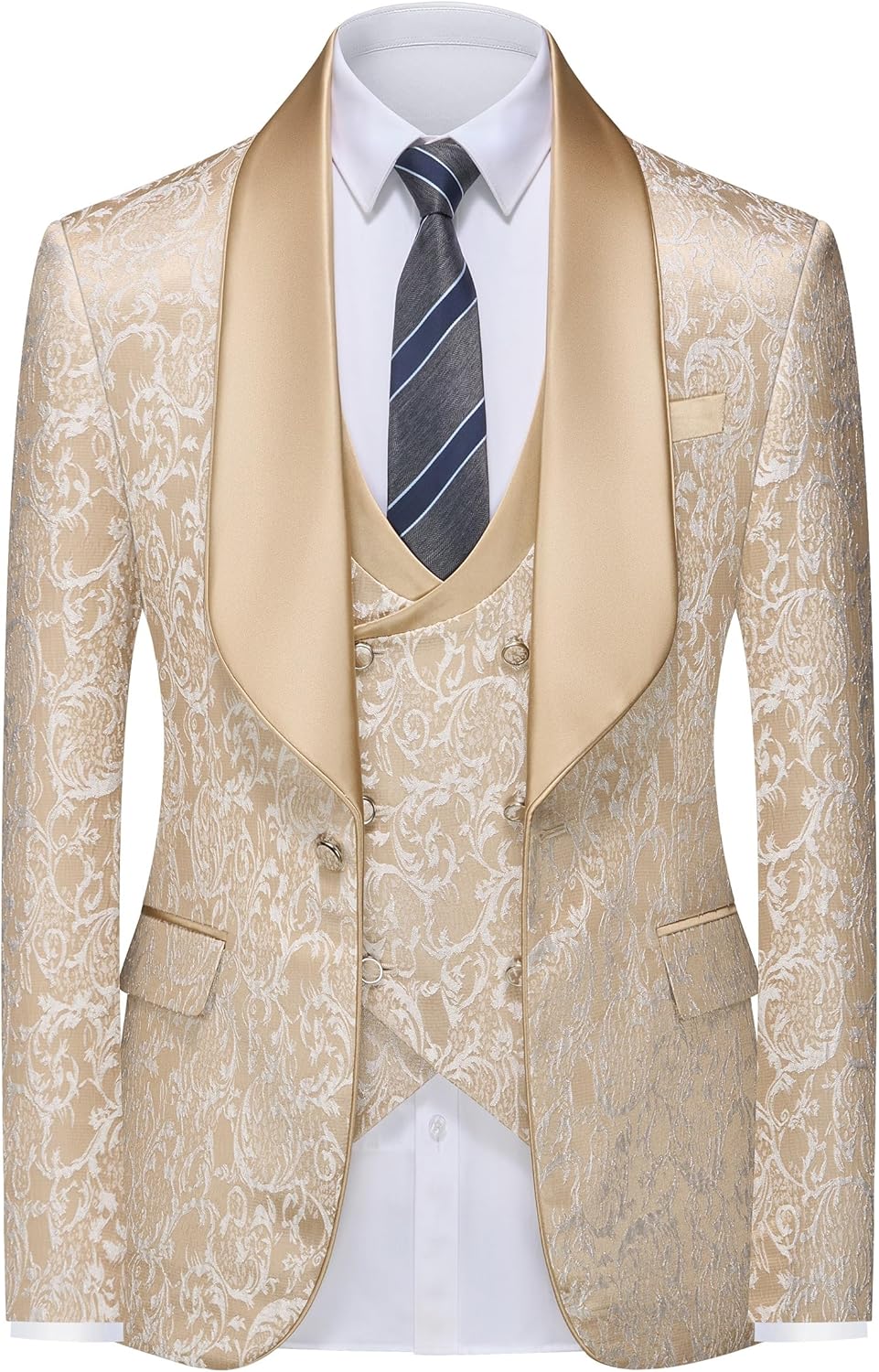 Men Tuxedo Suit Set 3 Piece Slim Fit Wedding Prom Suit Blazer Jacket Vest Pants