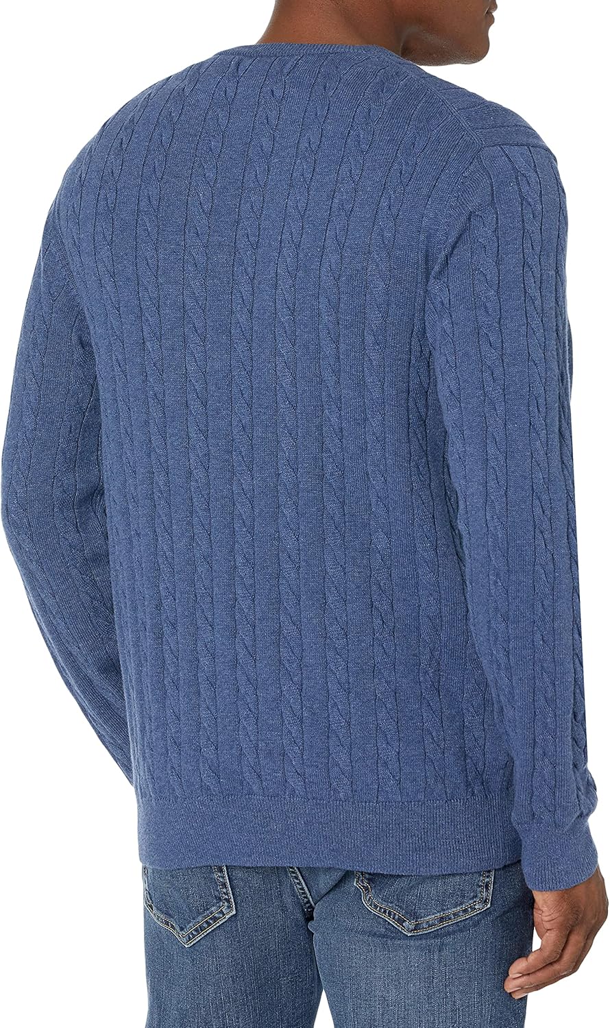 Men Crewneck Cable Cotton Sweater